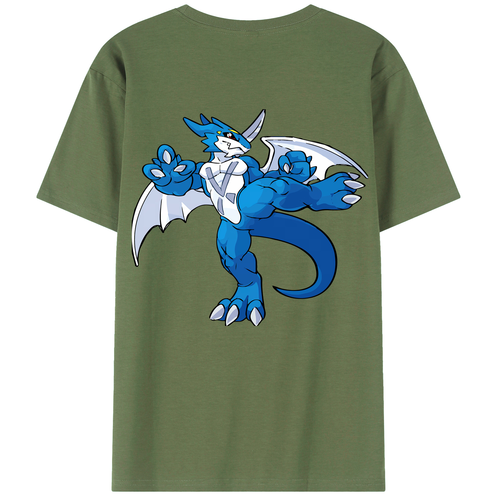（画像用） Digimon デジタルモンスター/デジモン 綿100％ メンズ半袖Tシャツ（バックプリント） 通気性